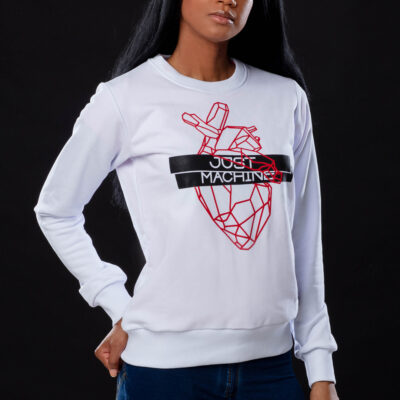 JM rubber logo-print white sweatshirt