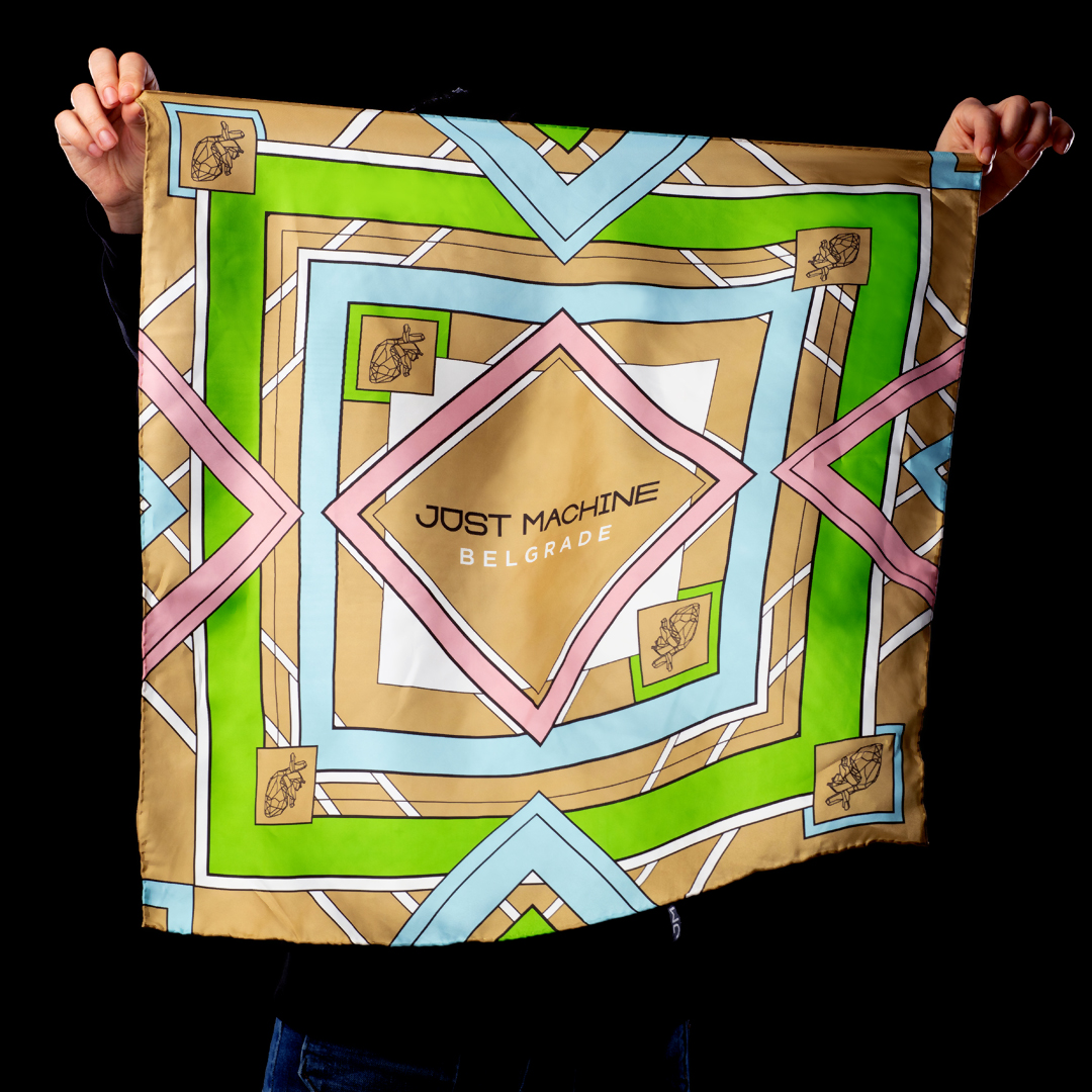 JM printed silk scarf