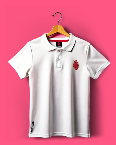 Heart Logo-embroidered White Polo Shirt 🏸